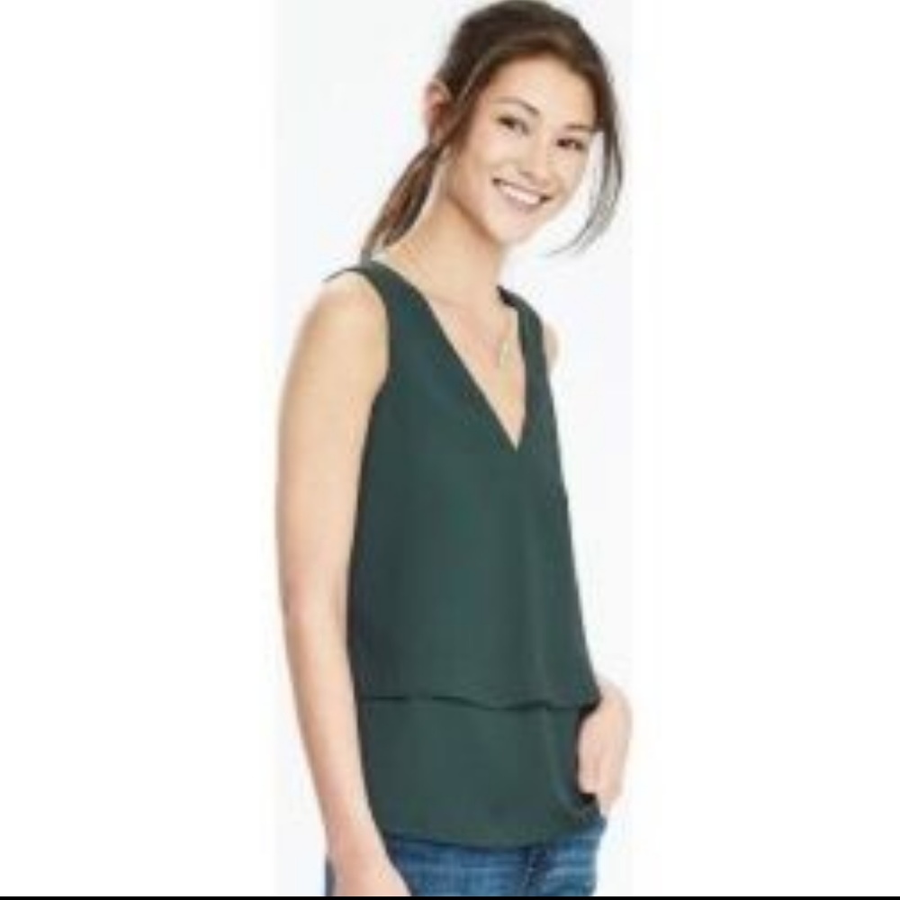 Banana Republic Dark Green Layered Blouse